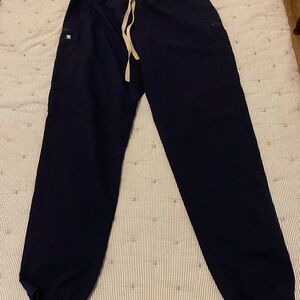 Figs Men's Navy Joggers with Tan Drawstring